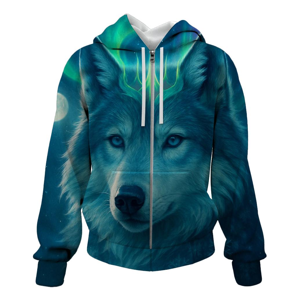 Aurora Ice Crown Wolf hoodie styles
