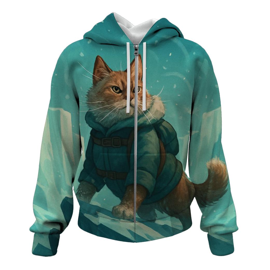 Frostbound Arctic Explorer Cat hoodie styles