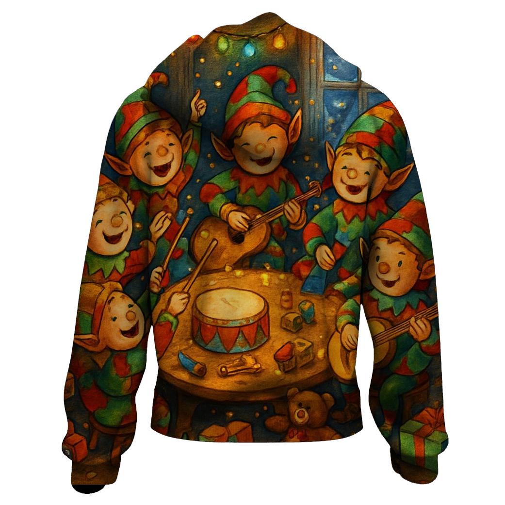 Elves Midnight Toy Workshop Jam zip-up hoodies