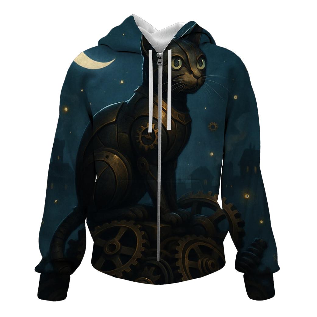 Midnight Clockwork Alley Cat pullover hoodies