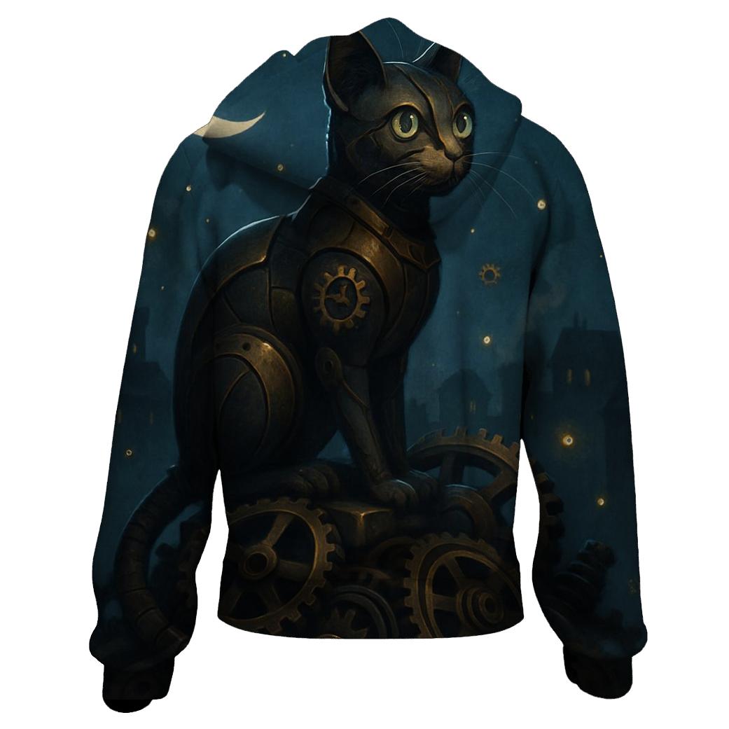 Midnight Clockwork Alley Cat pullover hoodies