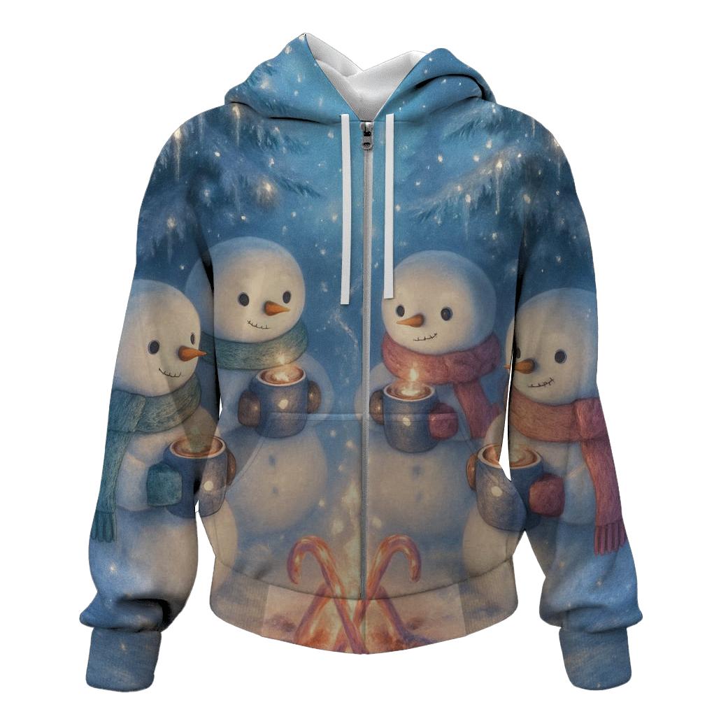 Snowman Hot Cocoa Campfire Circle graphic hoodies