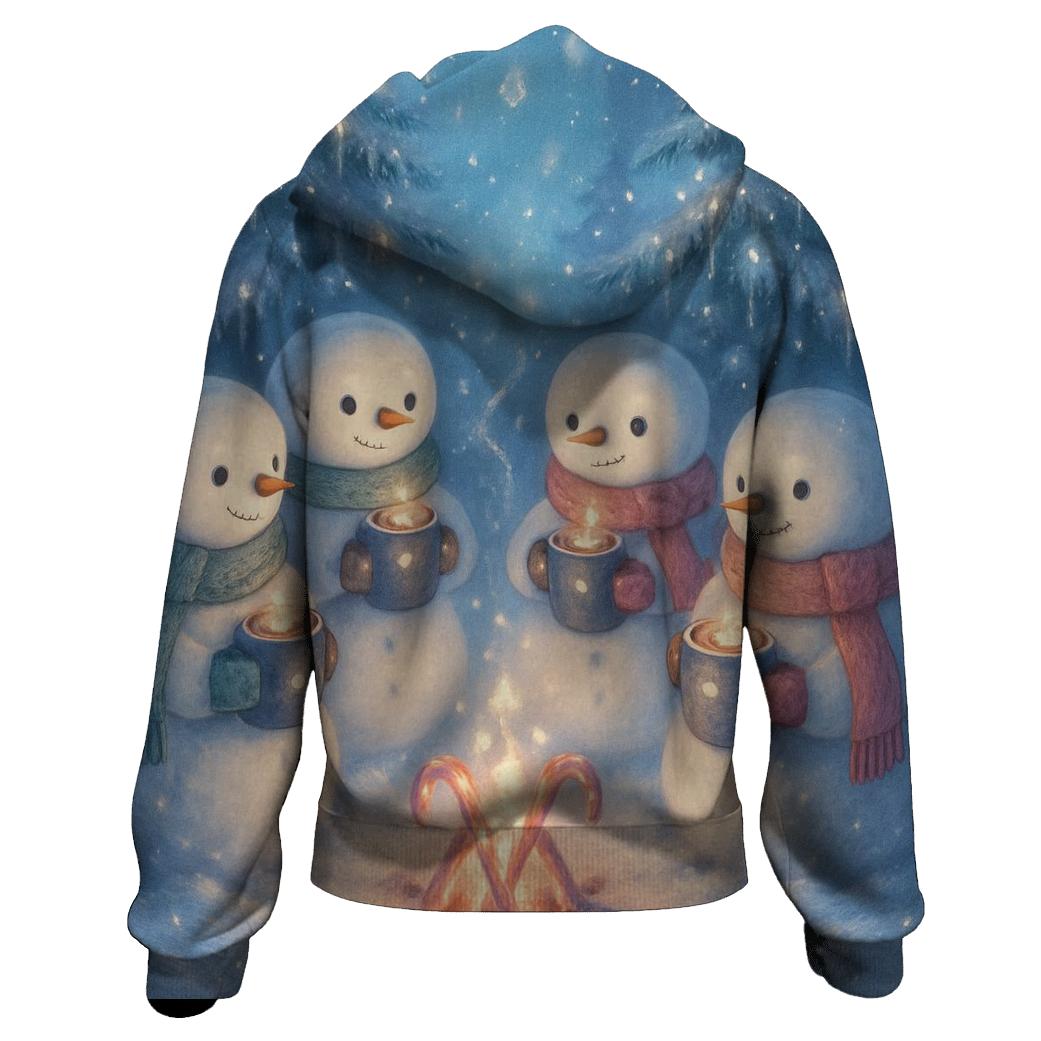 Snowman Hot Cocoa Campfire Circle graphic hoodies