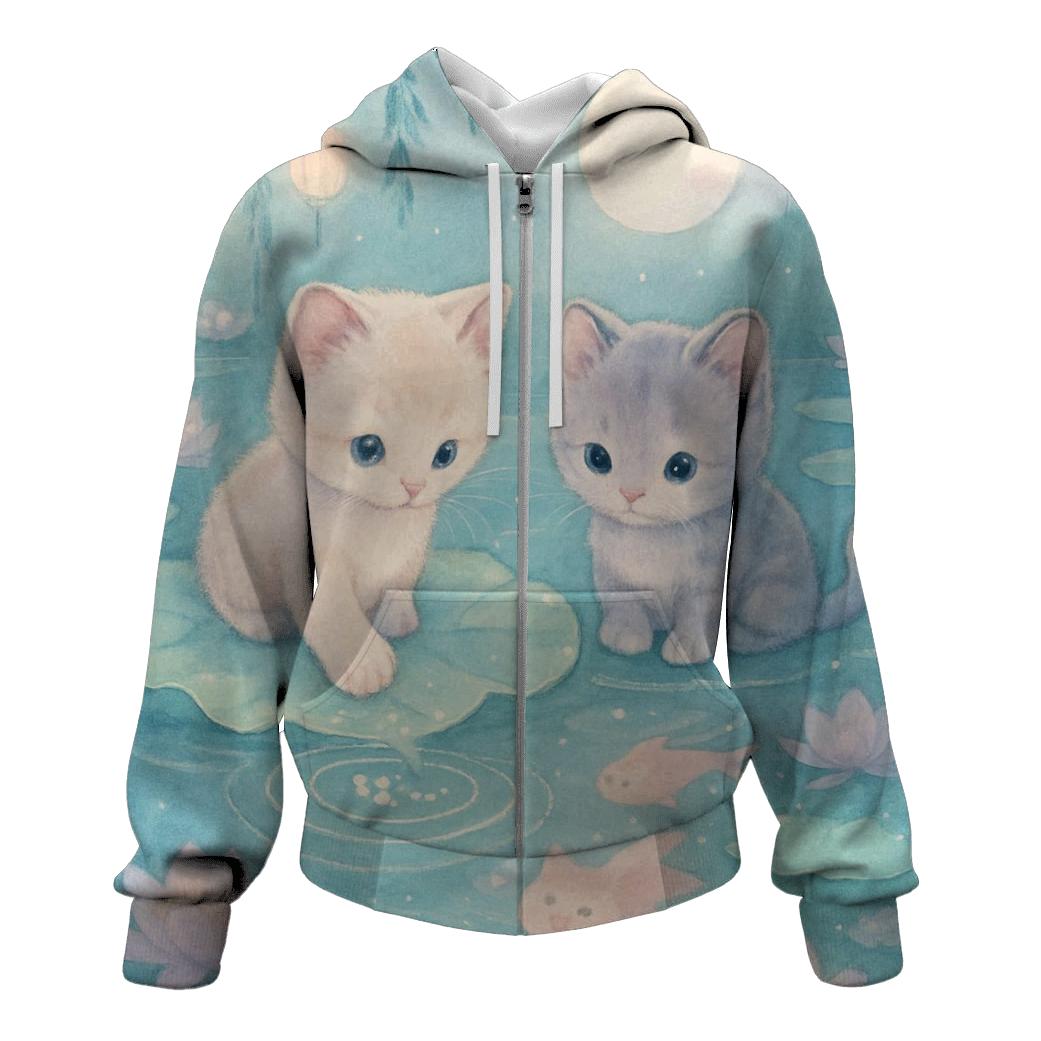 Lotus Pond Moon Whisper Kittens custom hoodies
