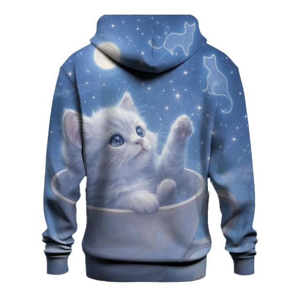 Moonlit Teacup Stargazer Cat graphic hoodies