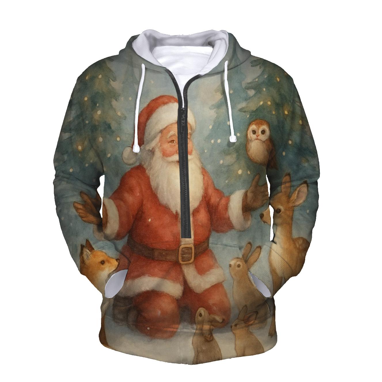 Woodland Storybook Santa Gathering lightweight hoodies