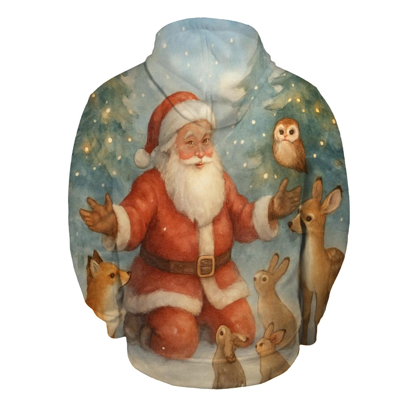 Woodland Storybook Santa Gathering lightweight hoodies