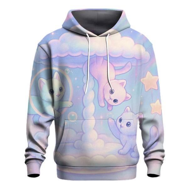 Pastel Carousel Cloud Cats lightweight hoodies