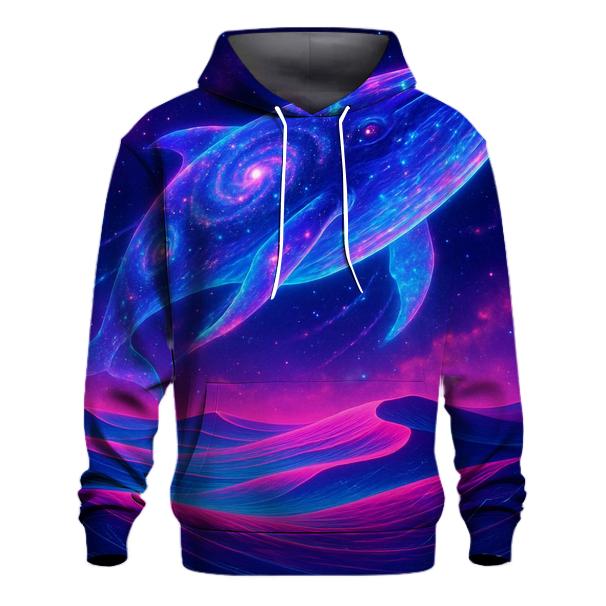 Star Whale Over Neon Dunes printed hoodies