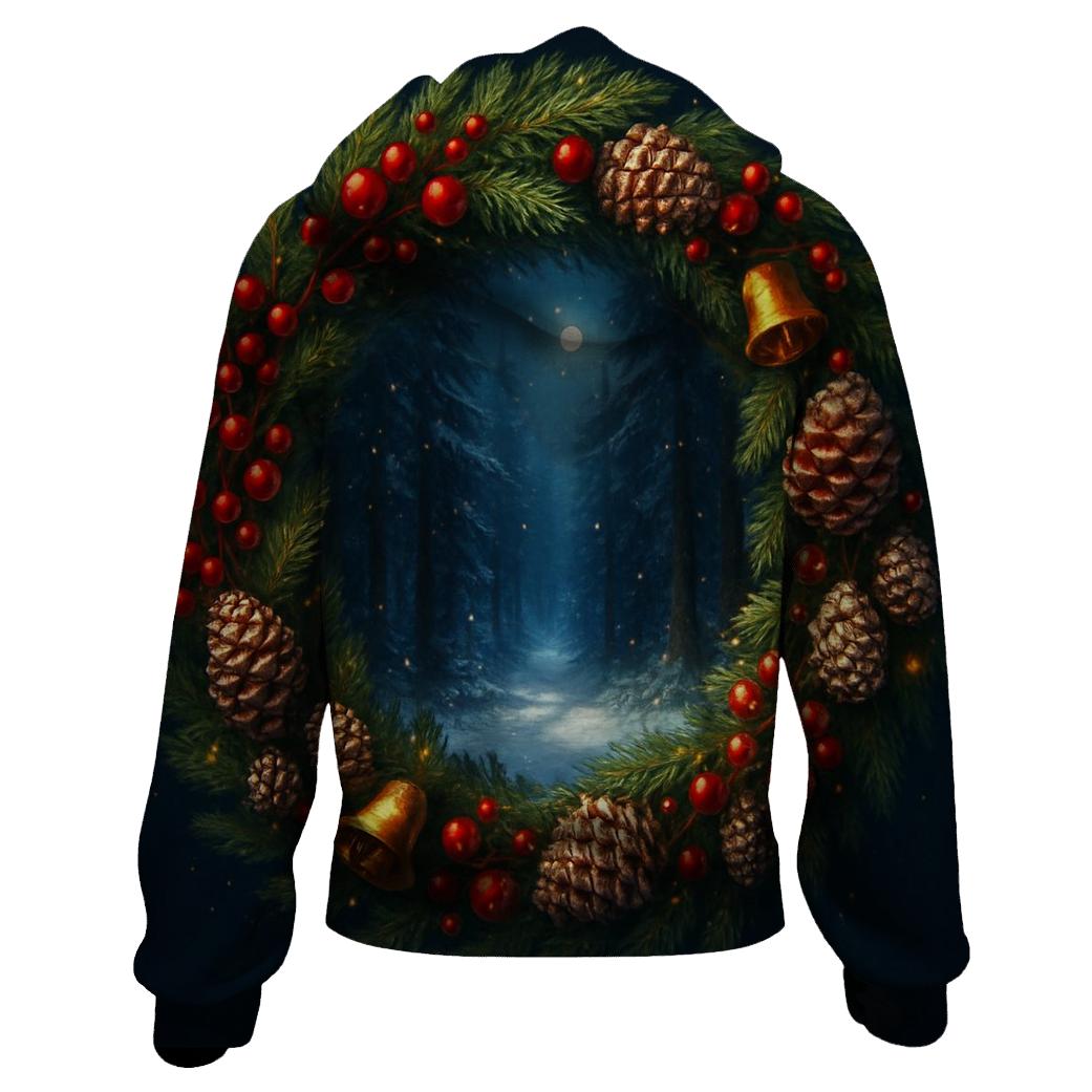 Wreath Portal To Winter Forest zip-up hoodies
