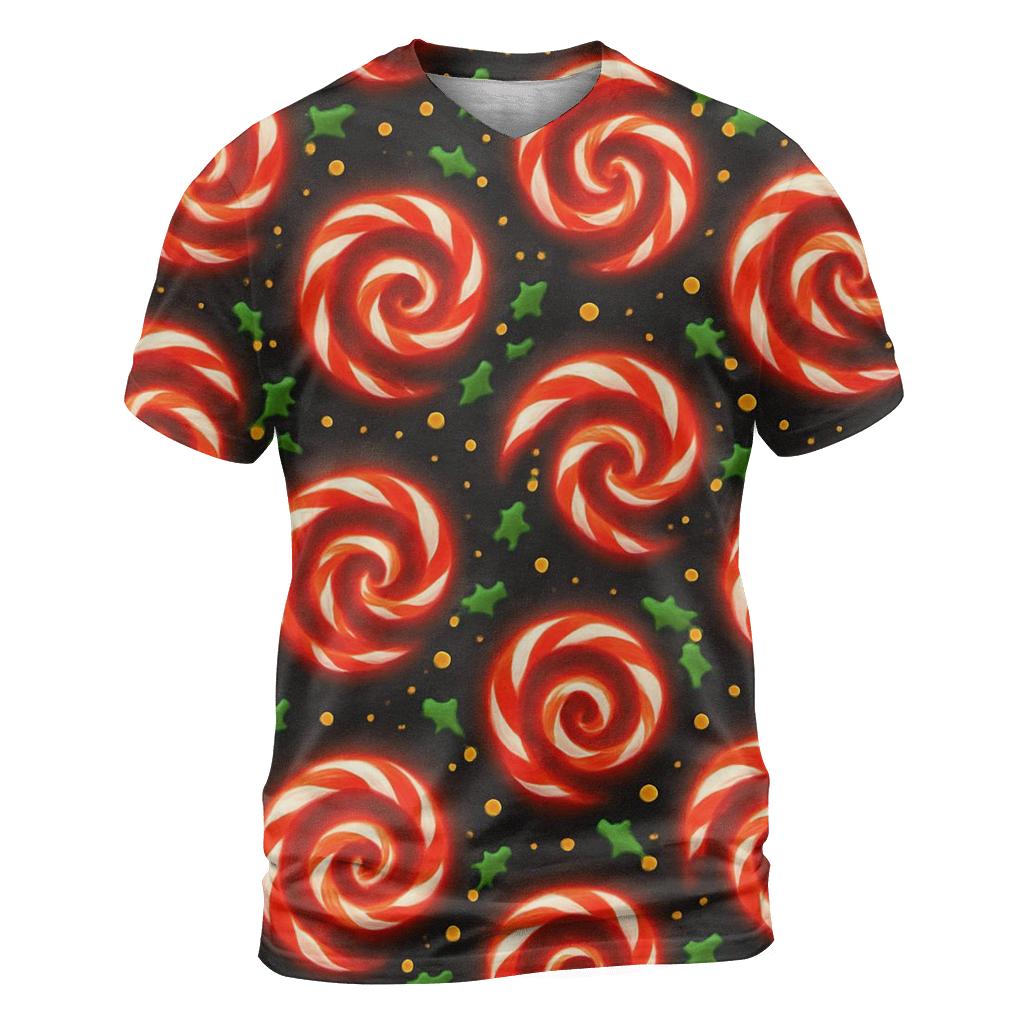 Candy Cane Spiral Constellations On Charcoal Night unique graphic print tees