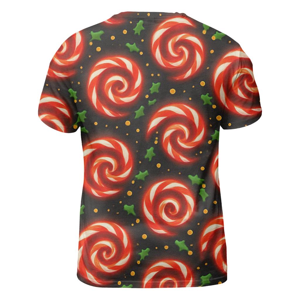 Candy Cane Spiral Constellations On Charcoal Night unique graphic print tees