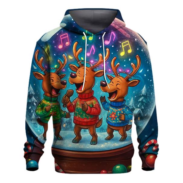 Reindeer Karaoke Snow Globe premium hoodies