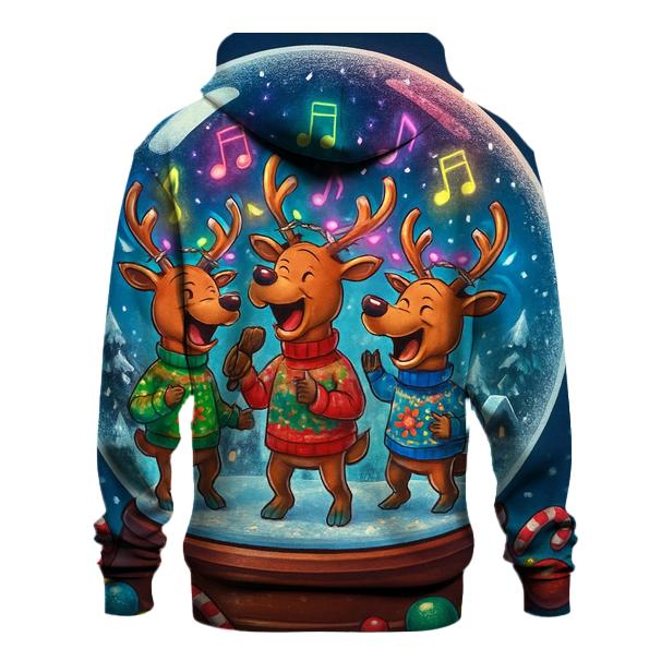 Reindeer Karaoke Snow Globe premium hoodies
