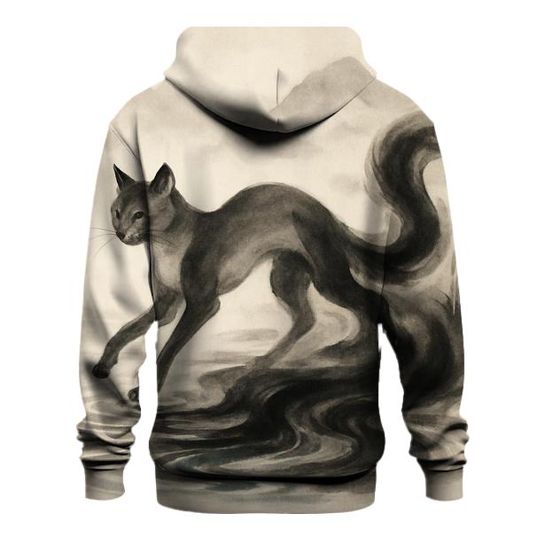 Ink Wash River Spirit Cat hoodies fashion