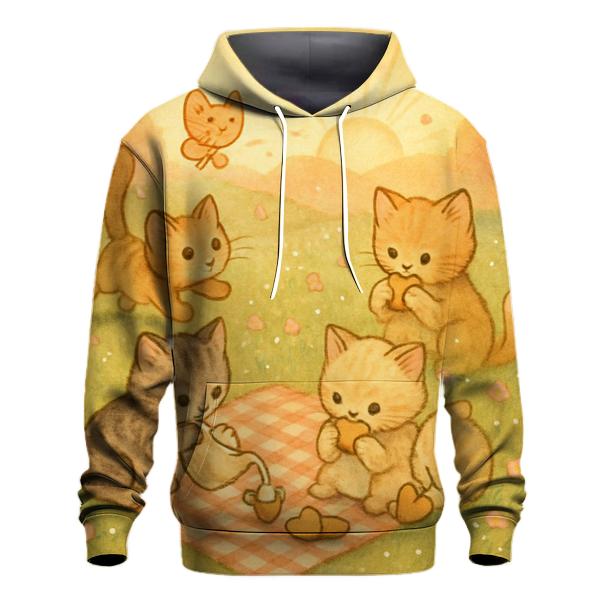 Sunrise Meadow Picnic Cats embroidered hoodies