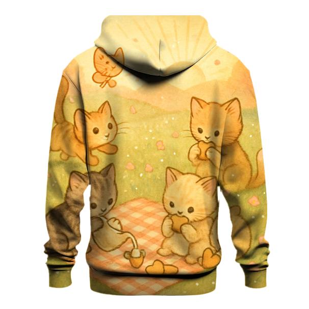 Sunrise Meadow Picnic Cats embroidered hoodies