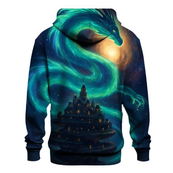 Aurora Dragon Over Spiral City graphic hoodies