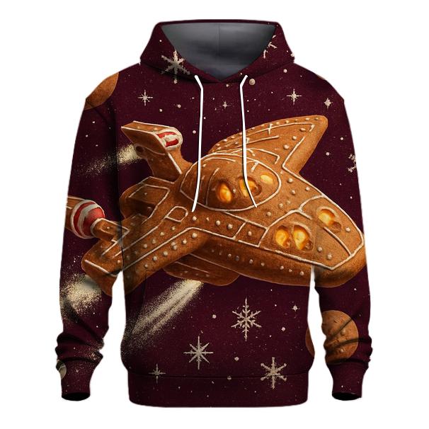 Gingerbread Starship Christmas Voyage pullover hoodies