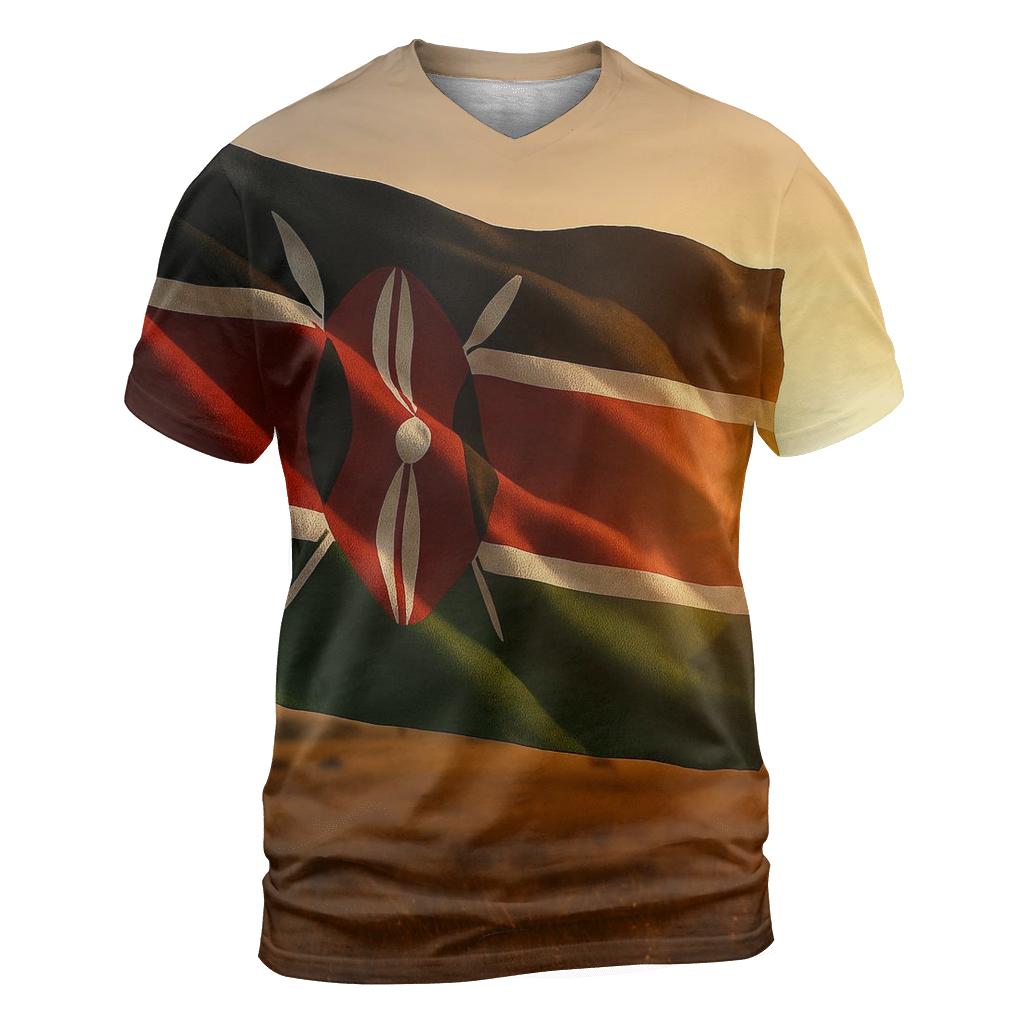 Kenyan Flag Savanna Sunrise Fabric designer pattern shirts