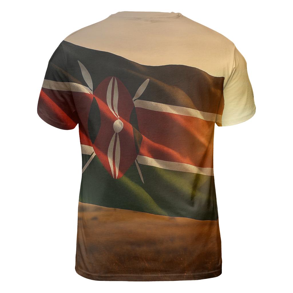 Kenyan Flag Savanna Sunrise Fabric designer pattern shirts