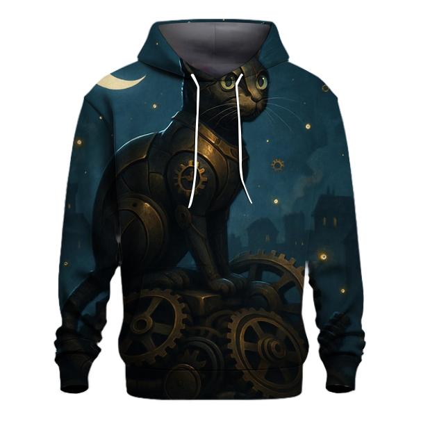 Midnight Clockwork Alley Cat printed hoodies