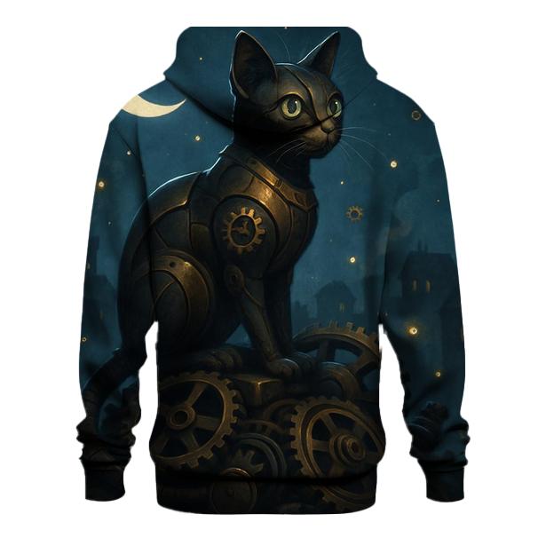Midnight Clockwork Alley Cat printed hoodies