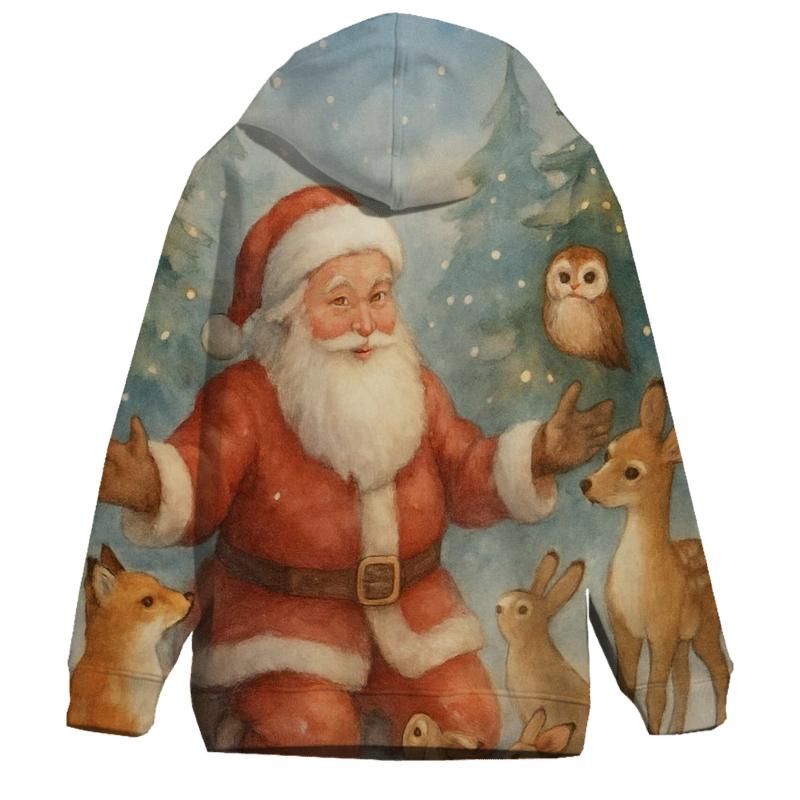 Woodland Storybook Santa Gathering heavyweight hoodies