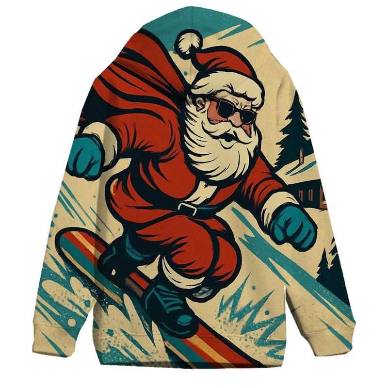 Retro Snowboard Santa Rush pullover hoodies