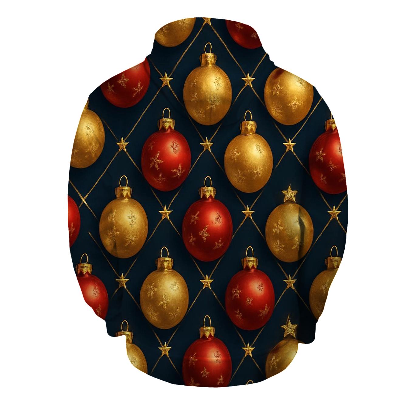 Crimson Christmas Ornaments Diamond Lattice On Midnight Field premium hoodies