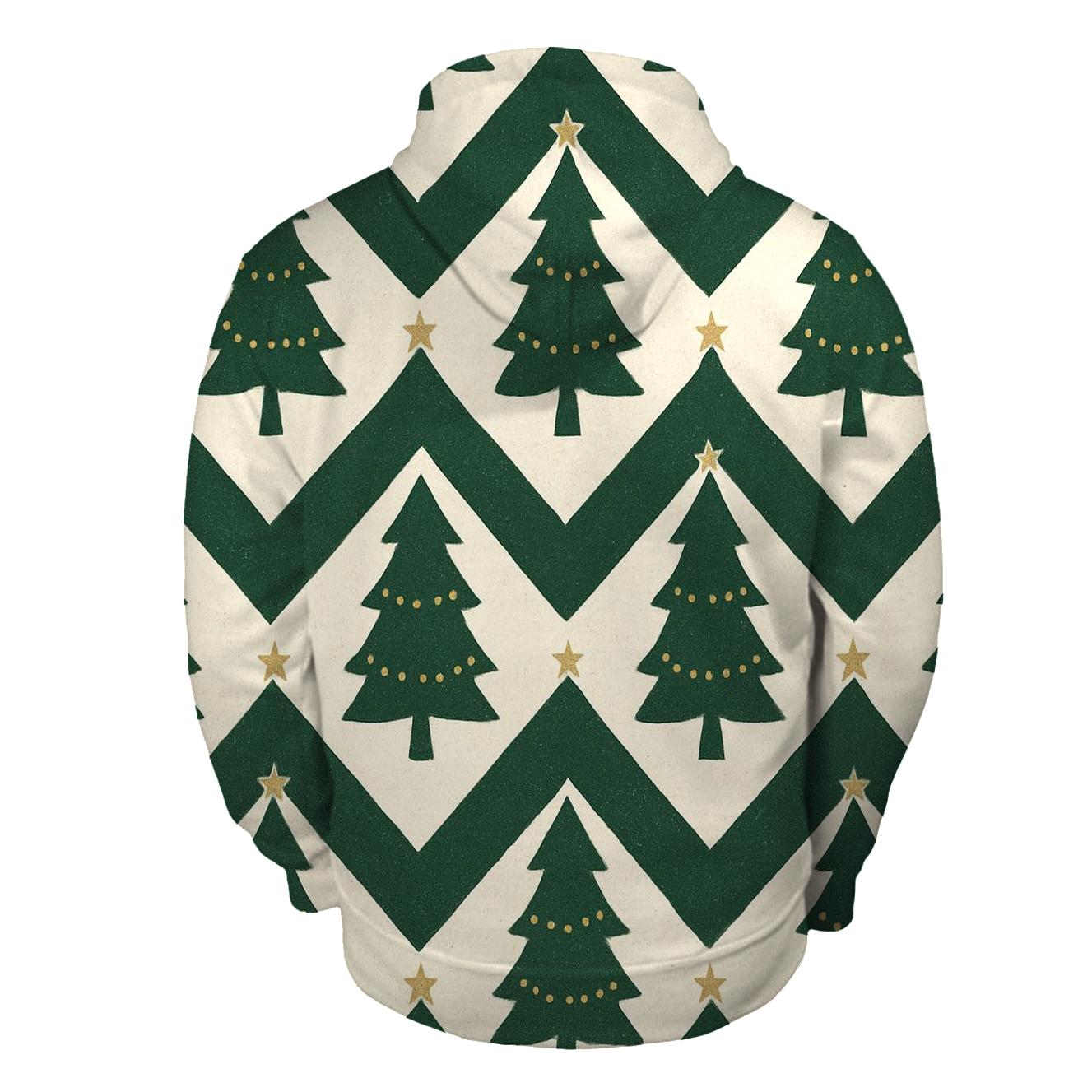 Emerald Fir Tree Chevron On Snowy Ground lightweight hoodies
