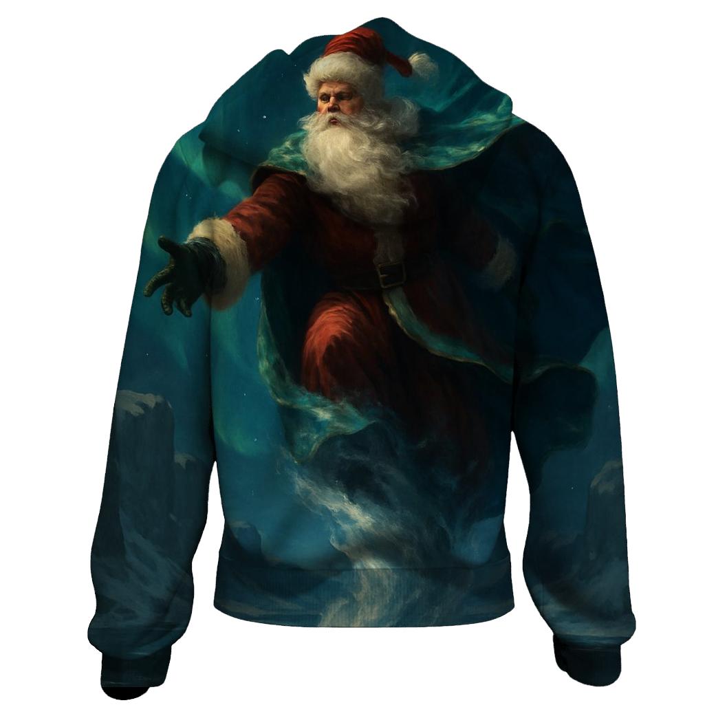 Arctic Aurora Santa Descent pullover hoodies
