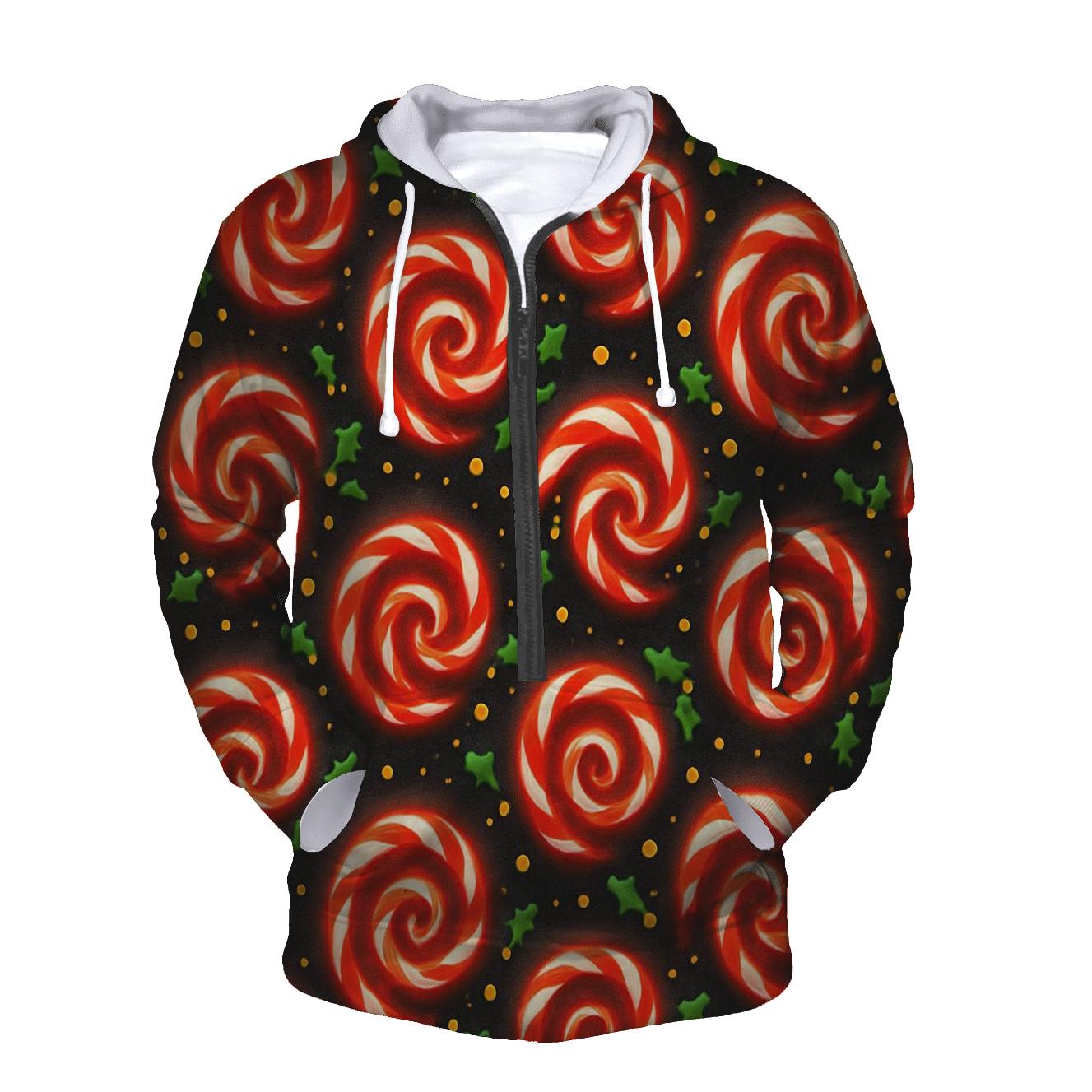 Candy Cane Spiral Constellations On Charcoal Night hoodie styles