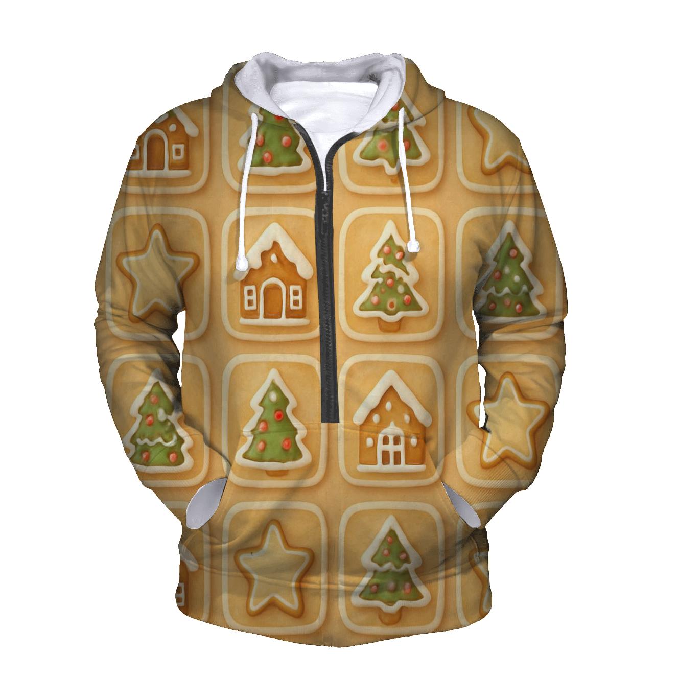 Gingerbread Village Tiles On Warm Beige pullover hoodies