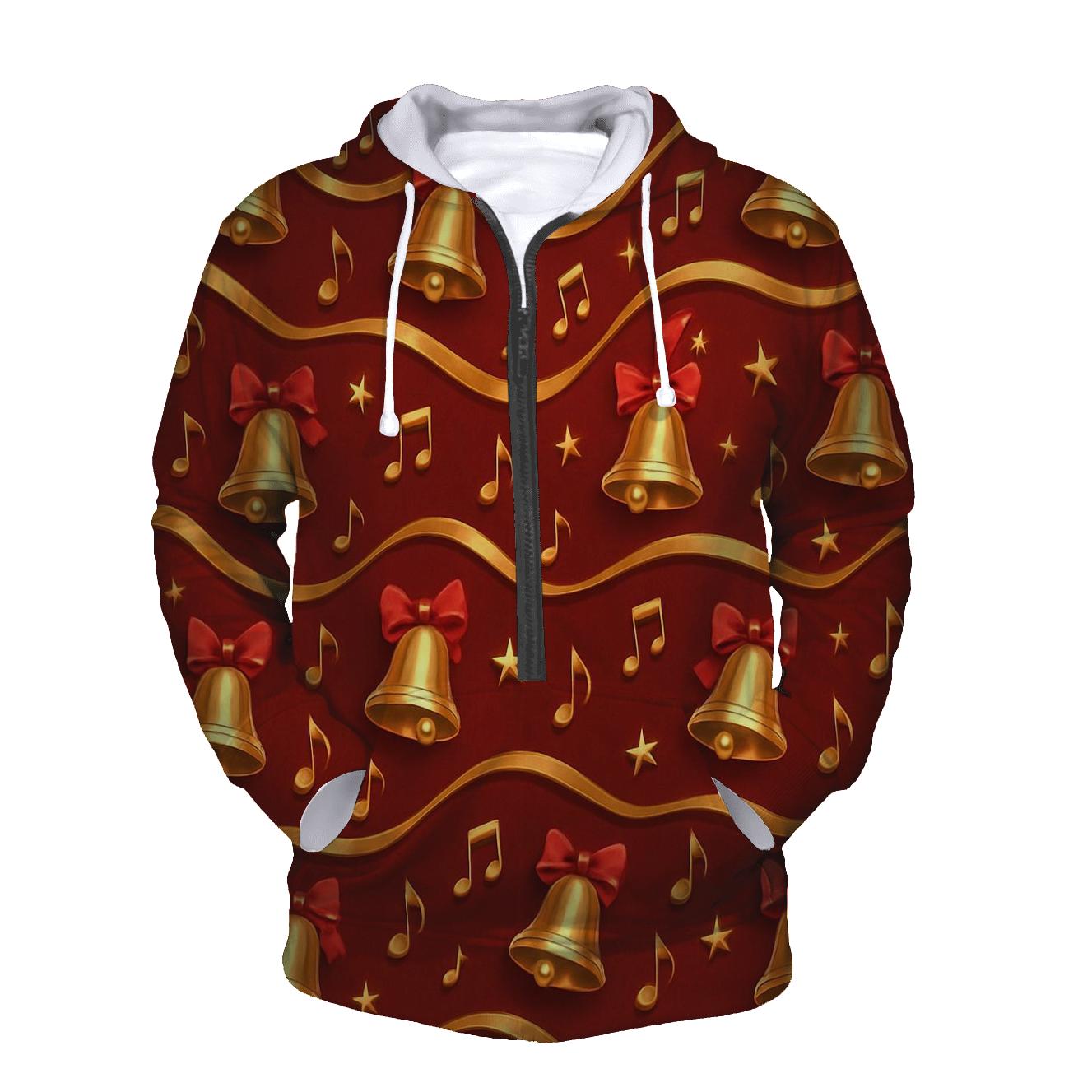 Golden Bell Wave On Deep Crimson printed hoodies