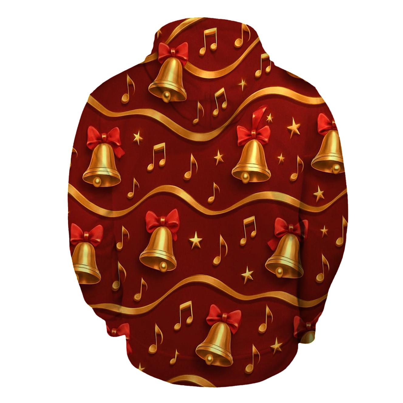 Golden Bell Wave On Deep Crimson printed hoodies