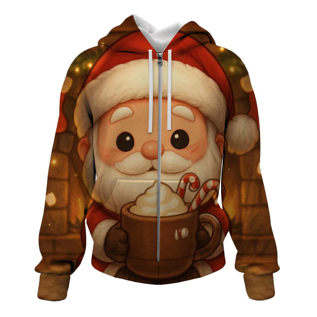 Chibi Cocoa Santa By The Hearth lightweight hoodies
