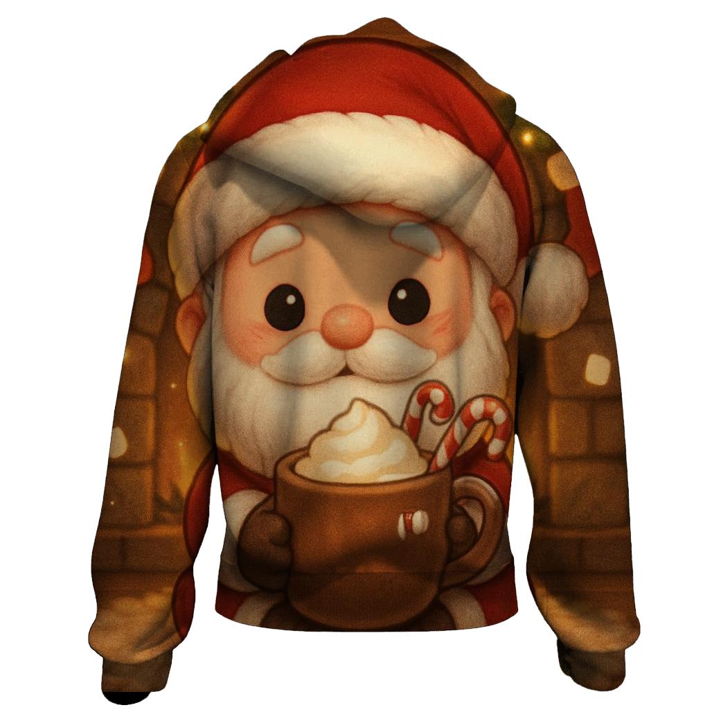 Chibi Cocoa Santa By The Hearth lightweight hoodies