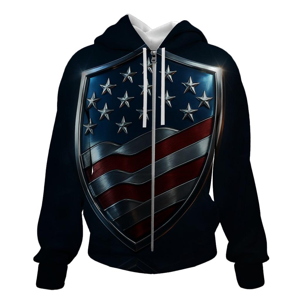 Midnight Metallic Banner Shield pullover hoodies