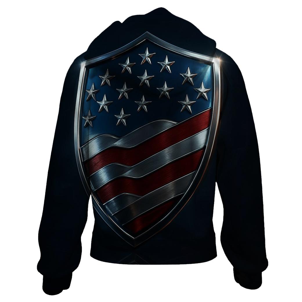 Midnight Metallic Banner Shield pullover hoodies