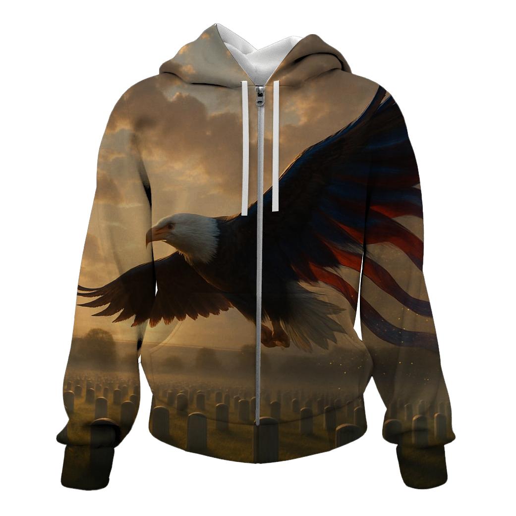 Eagle Over Fields Of Honor embroidered hoodies