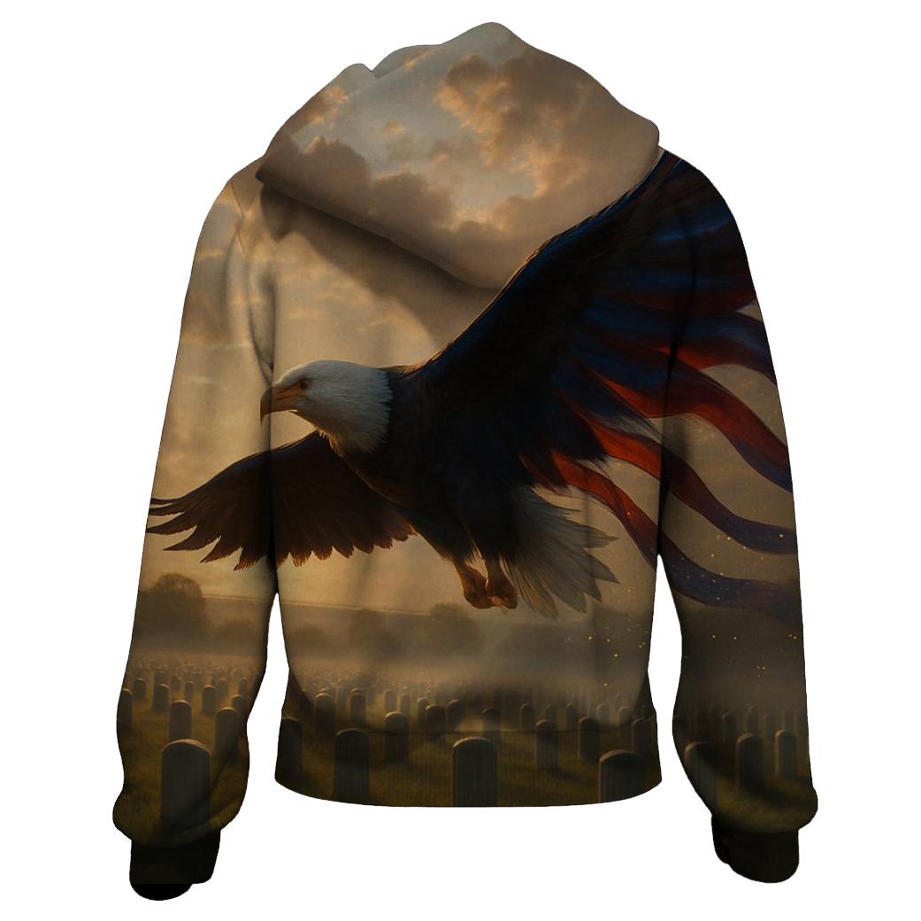 Eagle Over Fields Of Honor embroidered hoodies