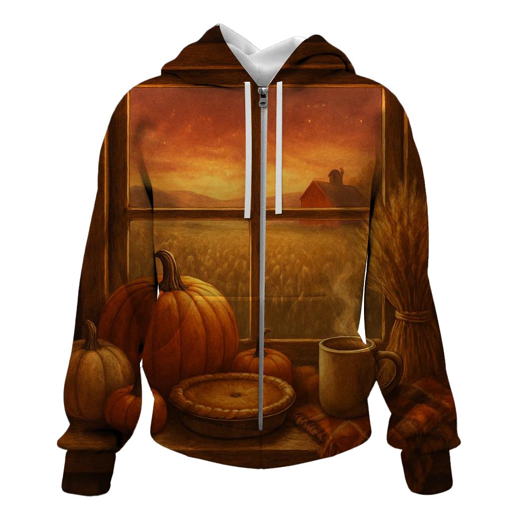 Farmhouse Window Harvest Glow embroidered hoodies