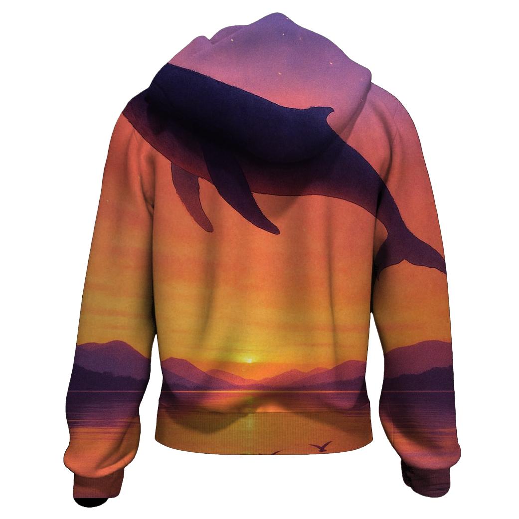 Skywhale Over Ember Lagoon embroidered hoodies