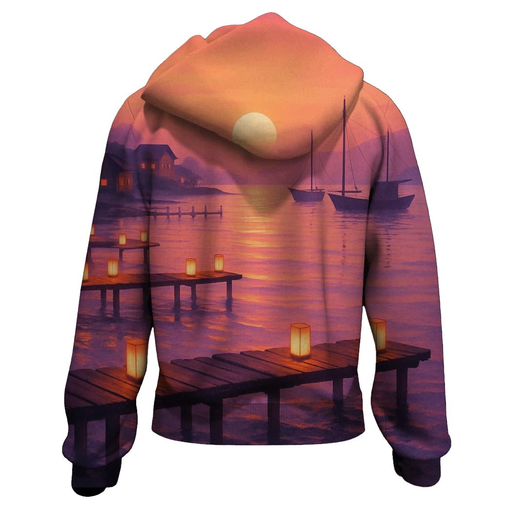 Lantern Shore At Falling Sun zip-up hoodies