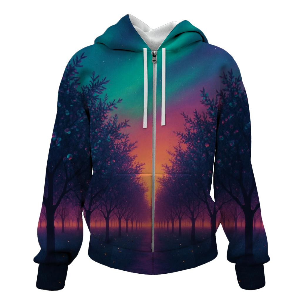 Aurora Orchard Sunset Drift zip-up hoodies