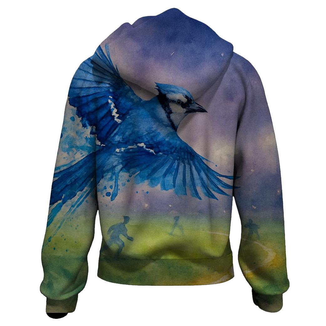 Twilight Glide Over Blue Jays Outfield heavyweight hoodies