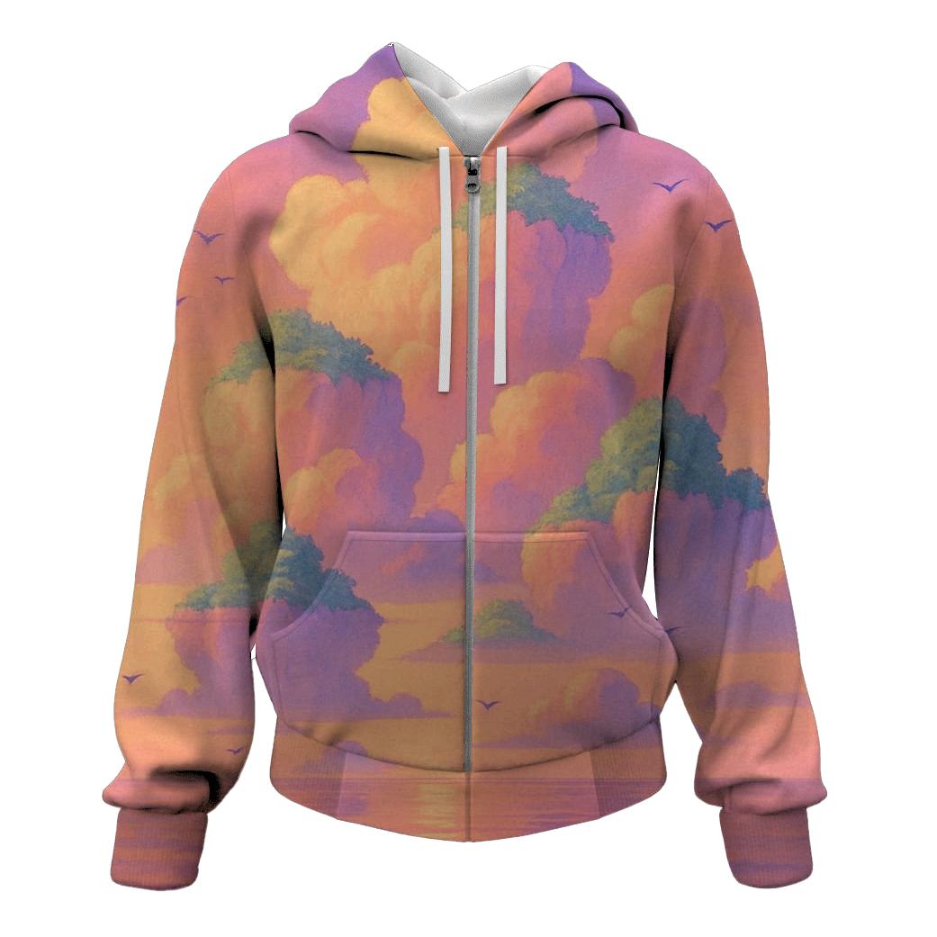 Pastel Tide Cloud Gardens zip-up hoodies