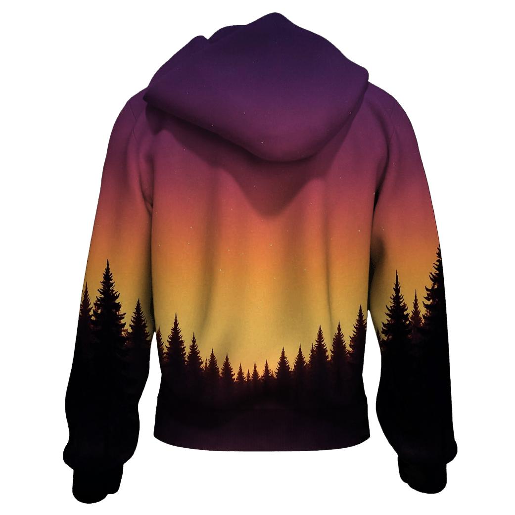 Forest Skyline Ember Veil graphic hoodies