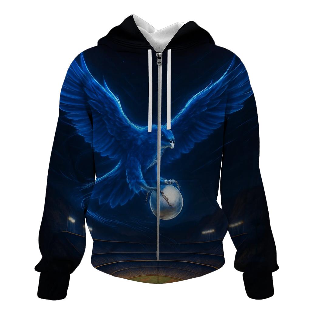 Blue Falcon Over The Ravine embroidered hoodies